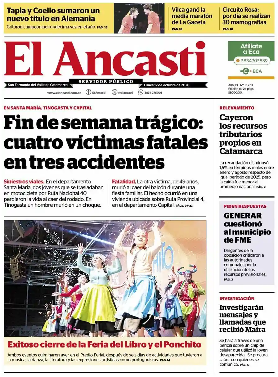 Estudios Max | RADIO LA MUGICA - Tapa del diario Ancasti