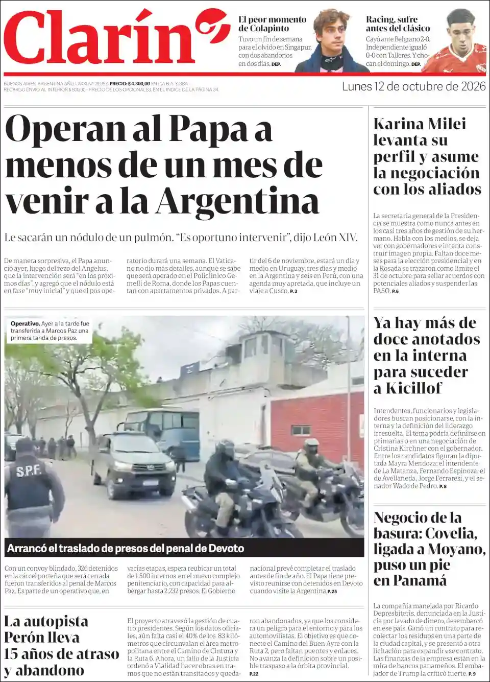 Estudios Max | RADIO LA MUGICA - Tapa del diario Clarin