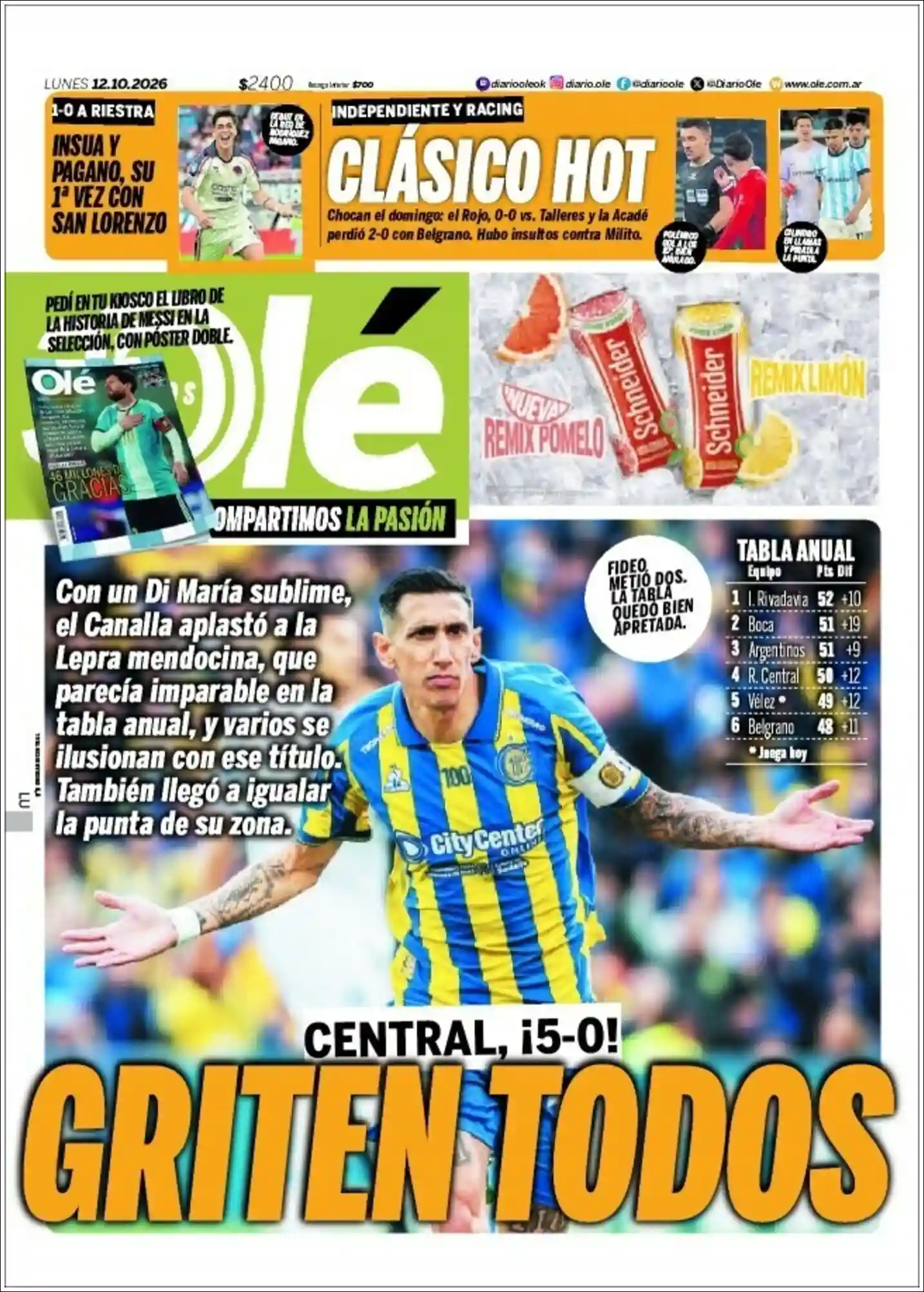 Estudios Max | RADIO LA MUGICA - Tapa del diario Ole